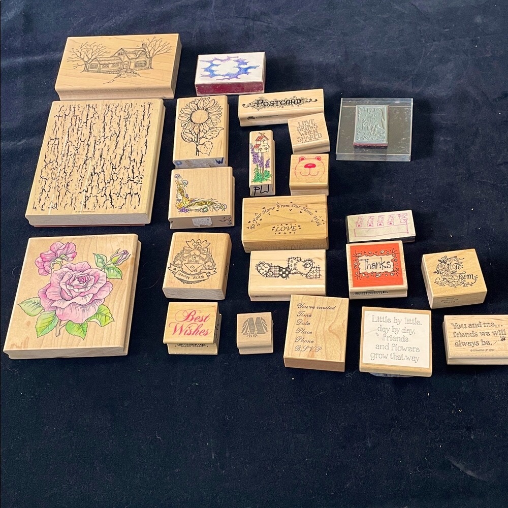 DIVERSE Collection of Assorted Rubber Stamps M2 Extra surprises in box